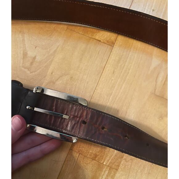 MARTIN DINGMAN Black Alligator Grain Calf Saddle Leather Belt Silver Buckle 38 - Picture 3 of 6